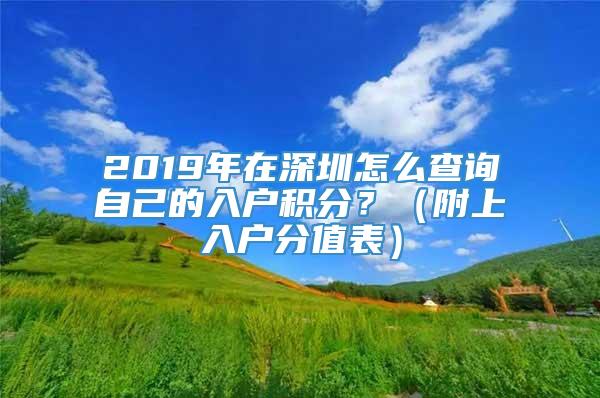 2019年在深圳怎么查询自己的入户积分？（附上入户分值表）