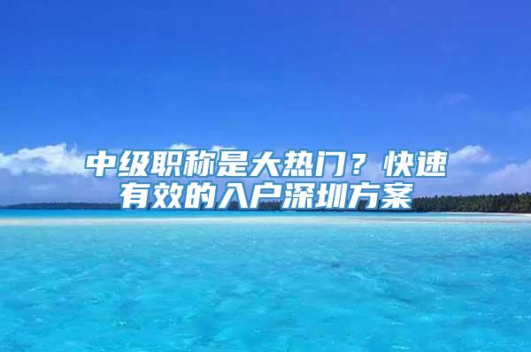 中级职称是大热门？快速有效的入户深圳方案