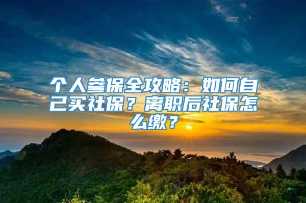 个人参保全攻略：如何自己买社保？离职后社保怎么缴？