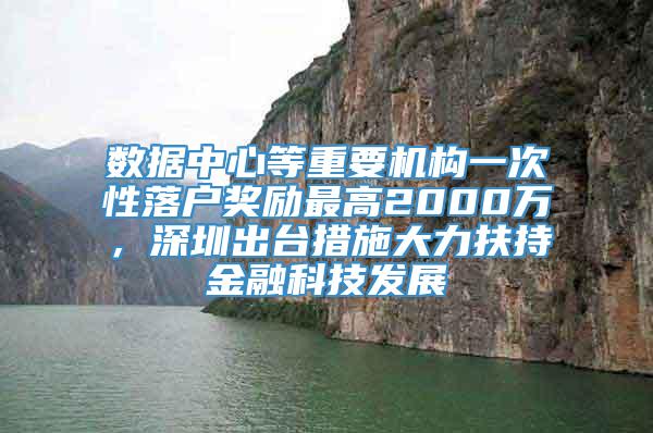 数据中心等重要机构一次性落户奖励最高2000万，深圳出台措施大力扶持金融科技发展