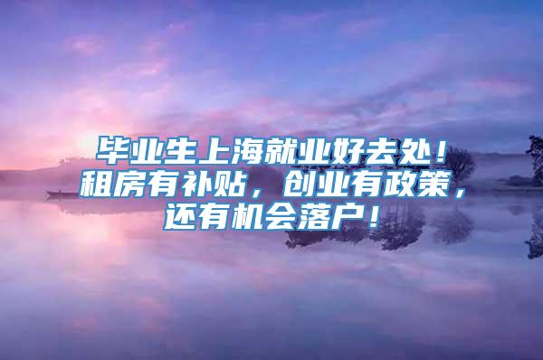 毕业生上海就业好去处！租房有补贴，创业有政策，还有机会落户！