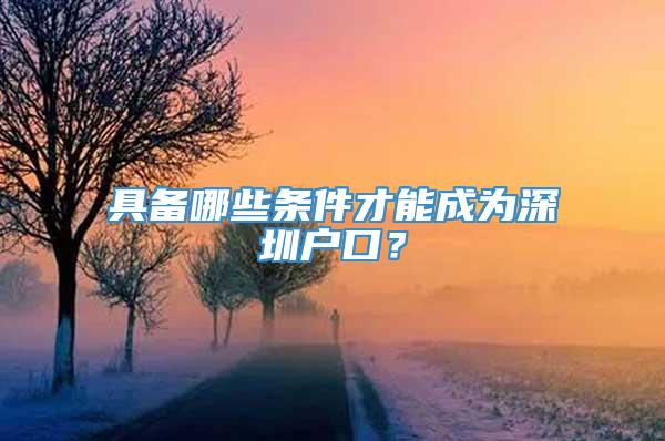 具备哪些条件才能成为深圳户口？