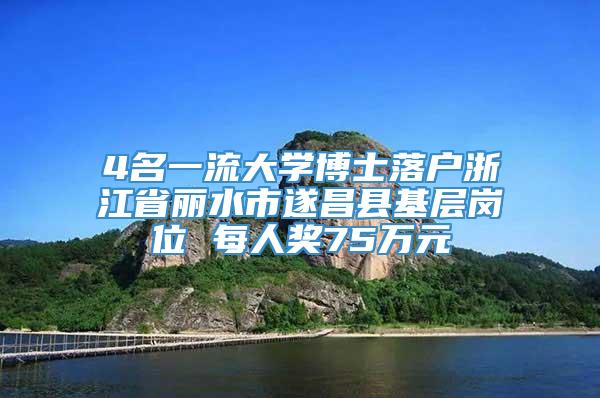 4名一流大学博士落户浙江省丽水市遂昌县基层岗位 每人奖75万元