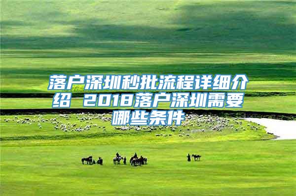 落户深圳秒批流程详细介绍 2018落户深圳需要哪些条件