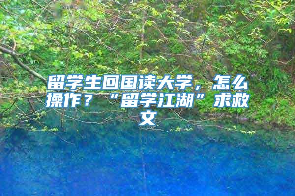 留学生回国读大学，怎么操作？“留学江湖”求救文