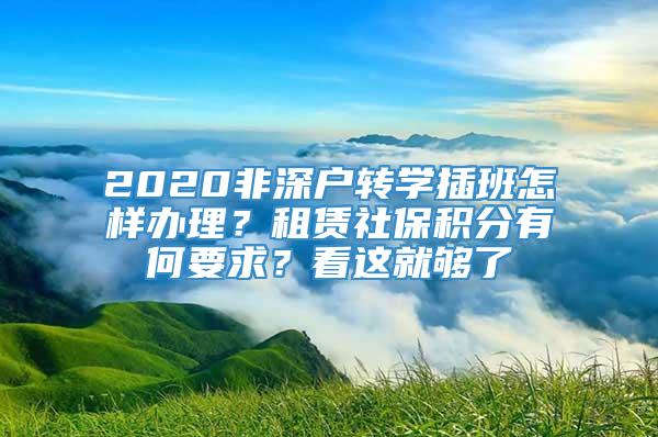 2020非深户转学插班怎样办理？租赁社保积分有何要求？看这就够了