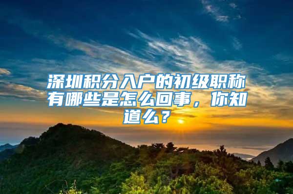 深圳积分入户的初级职称有哪些是怎么回事，你知道么？