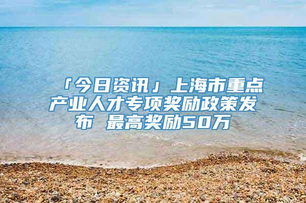 「今日资讯」上海市重点产业人才专项奖励政策发布 最高奖励50万