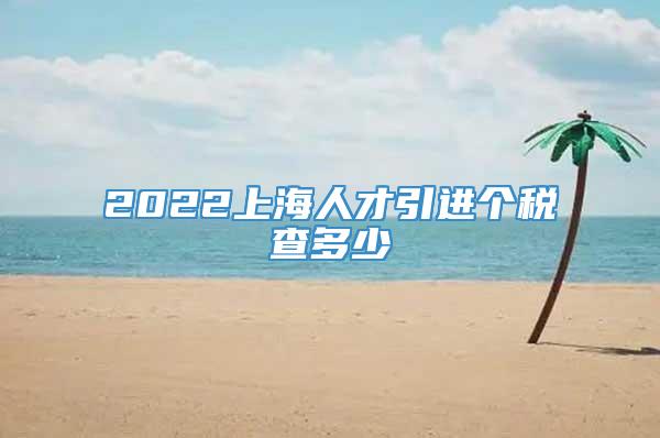 2022上海人才引进个税查多少