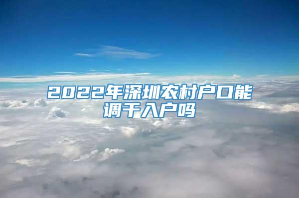 2022年深圳农村户口能调干入户吗