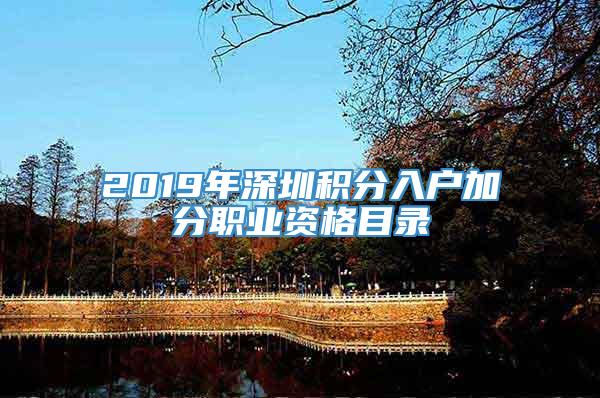 2019年深圳积分入户加分职业资格目录