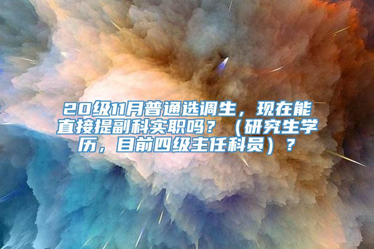 20级11月普通选调生，现在能直接提副科实职吗？（研究生学历，目前四级主任科员）？