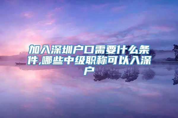 加入深圳户口需要什么条件,哪些中级职称可以入深户