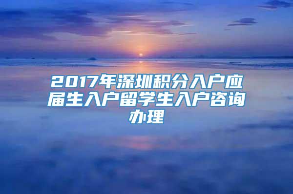 2017年深圳积分入户应届生入户留学生入户咨询办理