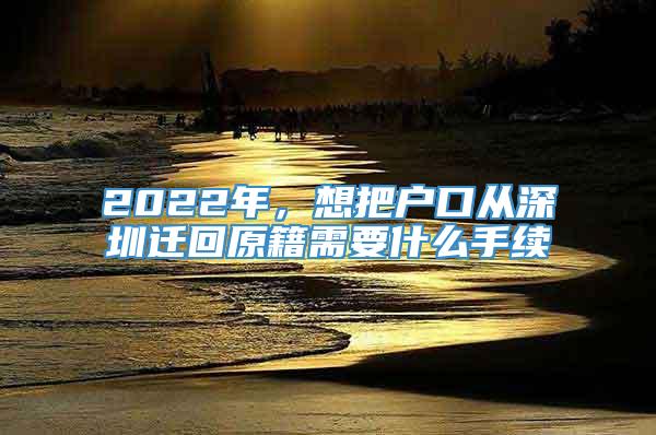 2022年，想把户口从深圳迁回原籍需要什么手续