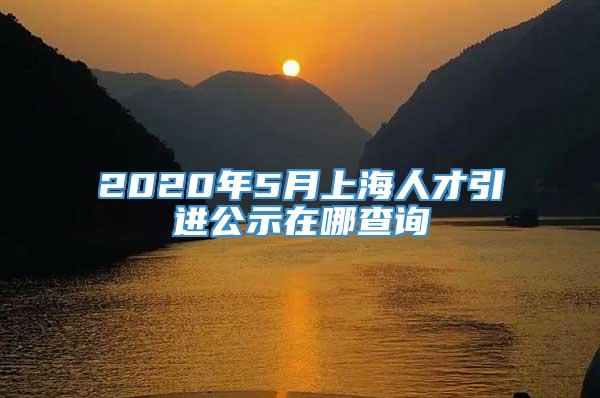 2020年5月上海人才引进公示在哪查询