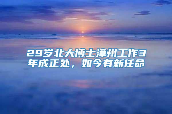 29岁北大博士漳州工作3年成正处，如今有新任命