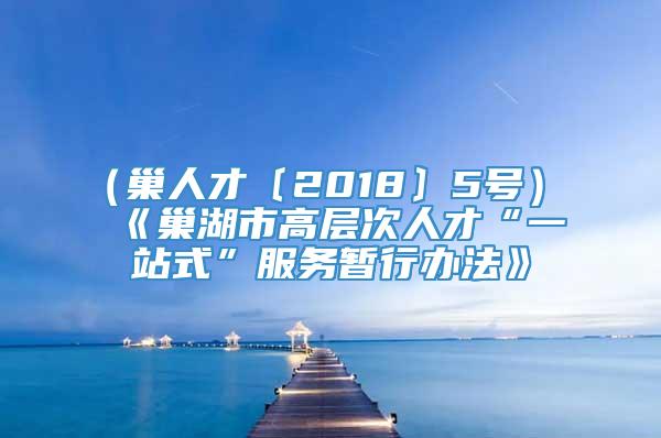 （巢人才〔2018〕5号）《巢湖市高层次人才“一站式”服务暂行办法》