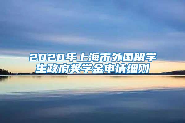 2020年上海市外国留学生政府奖学金申请细则