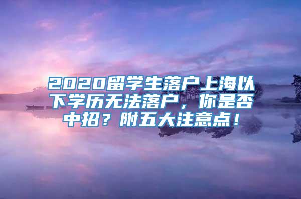 2020留学生落户上海以下学历无法落户，你是否中招？附五大注意点！