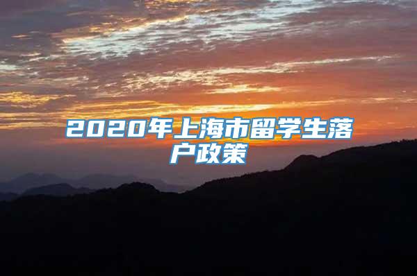 2020年上海市留学生落户政策