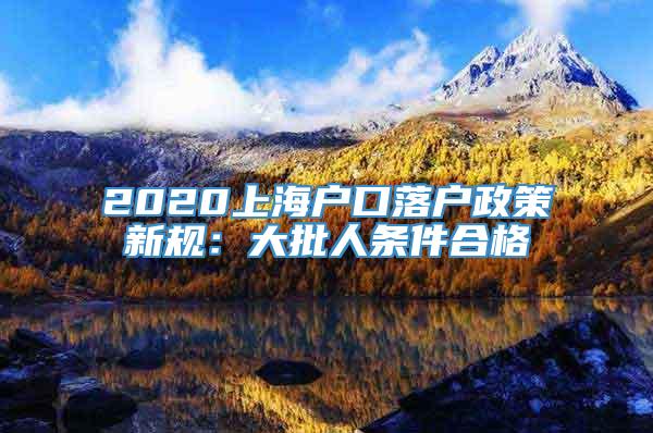 2020上海户口落户政策新规：大批人条件合格