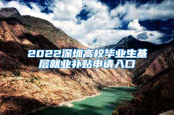 2022深圳高校毕业生基层就业补贴申请入口