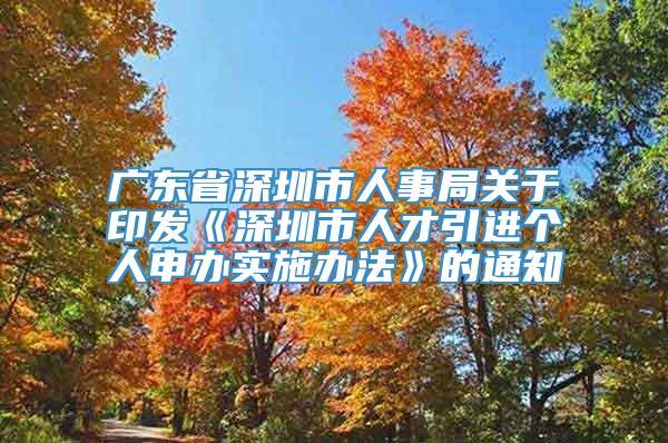 广东省深圳市人事局关于印发《深圳市人才引进个人申办实施办法》的通知