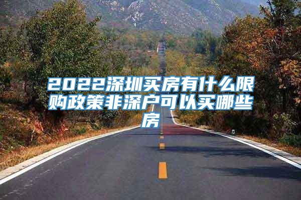 2022深圳买房有什么限购政策非深户可以买哪些房