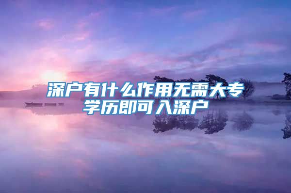 深户有什么作用无需大专学历即可入深户