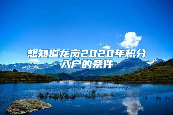 想知道龙岗2020年积分入户的条件