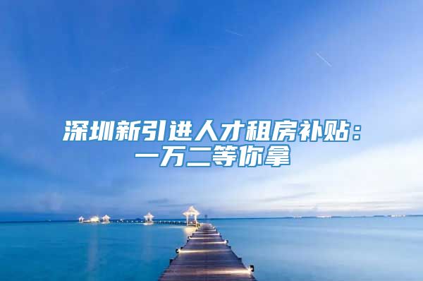 深圳新引进人才租房补贴：一万二等你拿