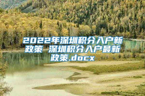 2022年深圳积分入户新政策 深圳积分入户最新政策.docx