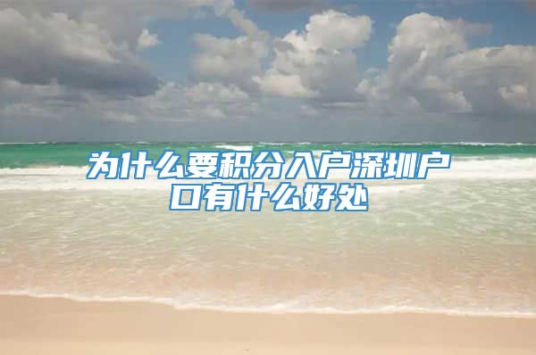 为什么要积分入户深圳户口有什么好处