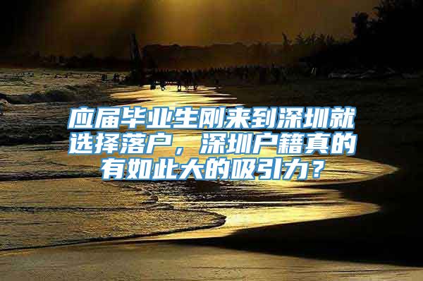 应届毕业生刚来到深圳就选择落户，深圳户籍真的有如此大的吸引力？