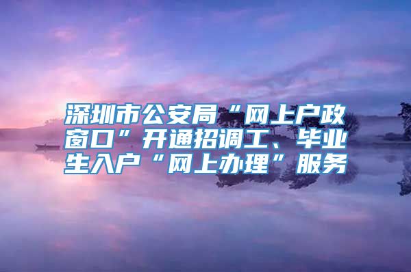 深圳市公安局“网上户政窗口”开通招调工、毕业生入户“网上办理”服务