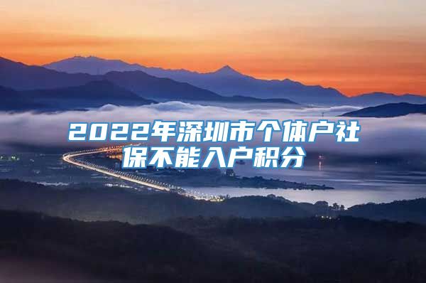 2022年深圳市个体户社保不能入户积分