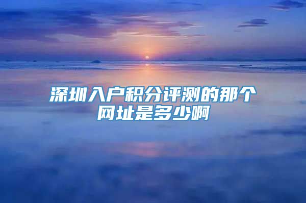 深圳入户积分评测的那个网址是多少啊