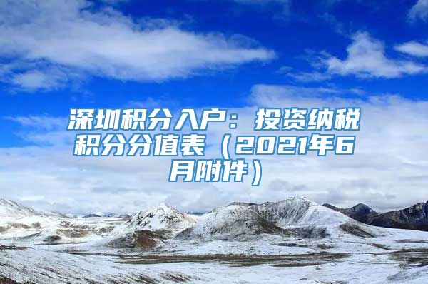 深圳积分入户：投资纳税积分分值表（2021年6月附件）