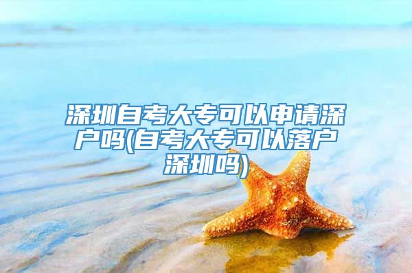 深圳自考大专可以申请深户吗(自考大专可以落户深圳吗)