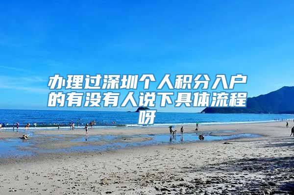 办理过深圳个人积分入户的有没有人说下具体流程呀