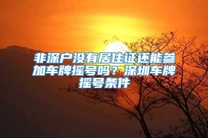 非深户没有居住证还能参加车牌摇号吗？深圳车牌摇号条件