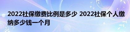 2022社保缴费比例是多少 2022社保个人缴纳多少钱一个月