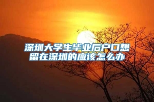 深圳大学生毕业后户口想留在深圳的应该怎么办