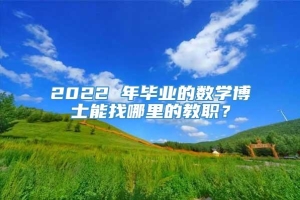 2022 年毕业的数学博士能找哪里的教职？