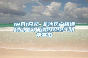 12月1日起 非沙区户籍适龄儿童可申请2022年小学学位