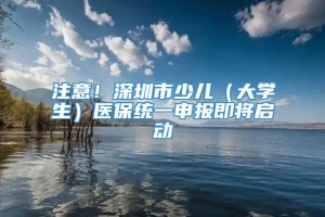 注意！深圳市少儿（大学生）医保统一申报即将启动