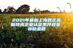 2021年最新上海各区高新技术企业认定条件政策，补贴金额