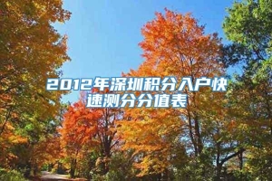 2012年深圳积分入户快速测分分值表