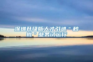 深圳升级版人才引进＂秒批＂业务试运行